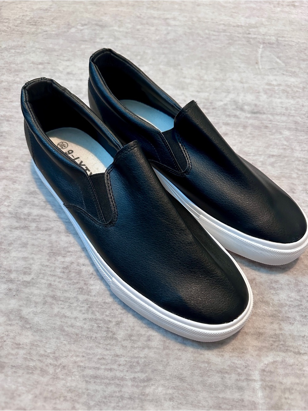 Black Slip-On Loafers with White Sole